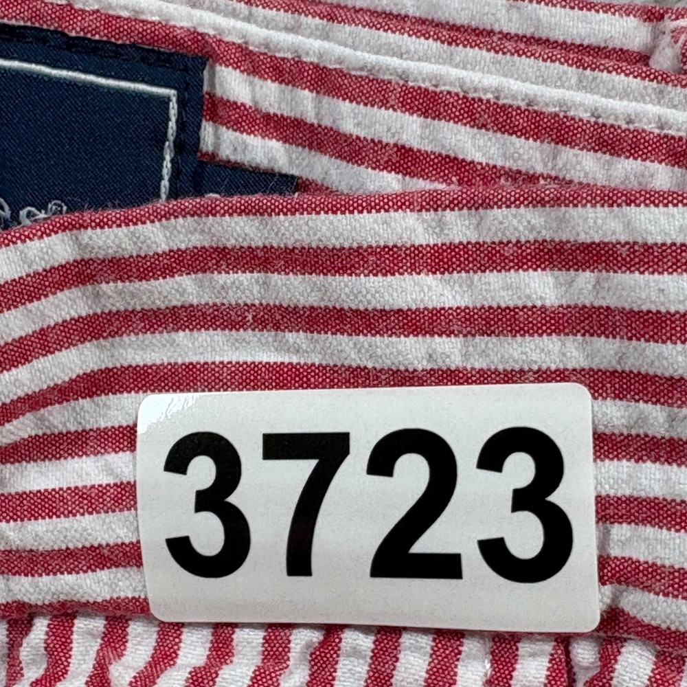 Vineyard Vines Breaker Shorts Mens Red Seersucker Striped Cotton Casual Chino 34 - Picture 7 of 7